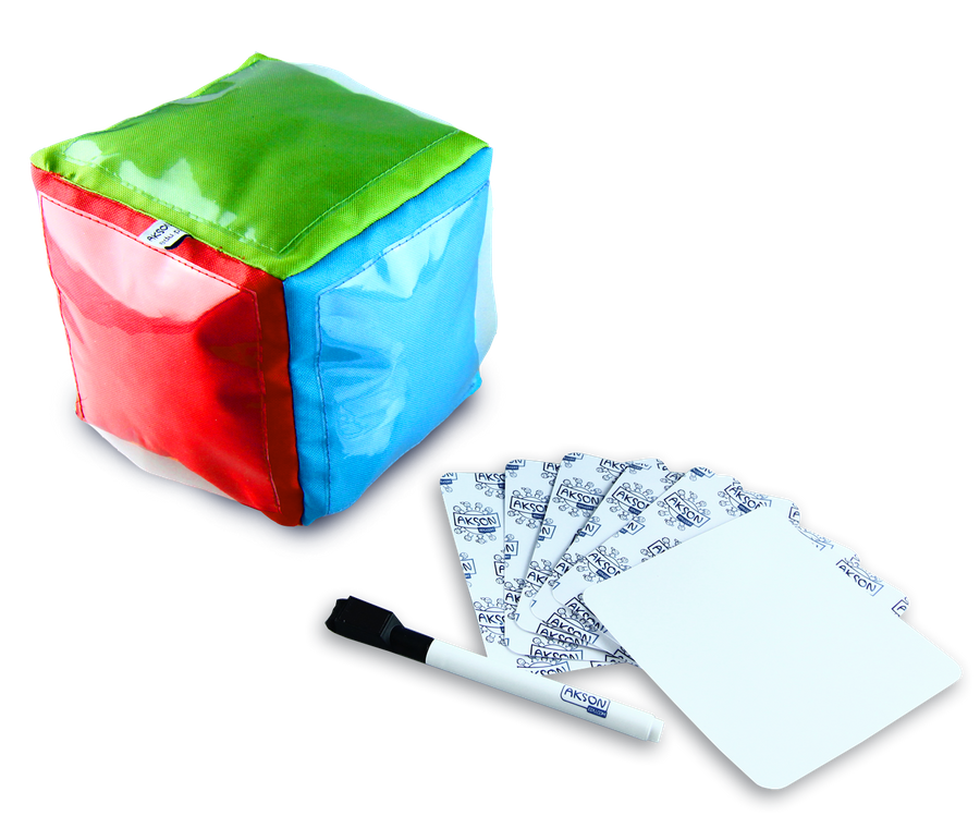 Zestaw Kostka Edukacyjna z kieszeniami MIĘKKA+ karty + pisak